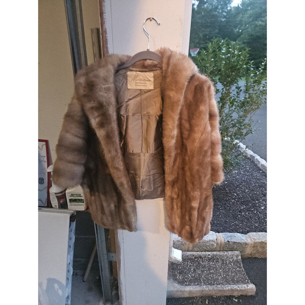 Vintage Morristown Furriers Mink Fur Stole Capelet Honey Brown Portrait Collar